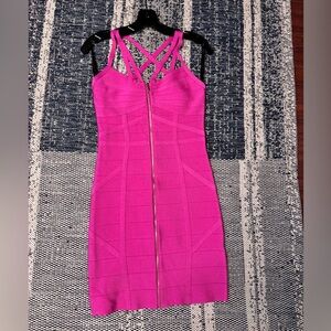 bebe Vibrant Pink Strapless Dress